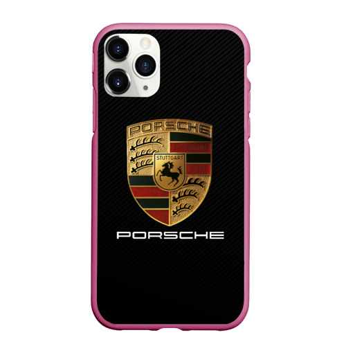 Чехол для iPhone 11 Pro Max матовый Porsche Порше, цвет малиновый