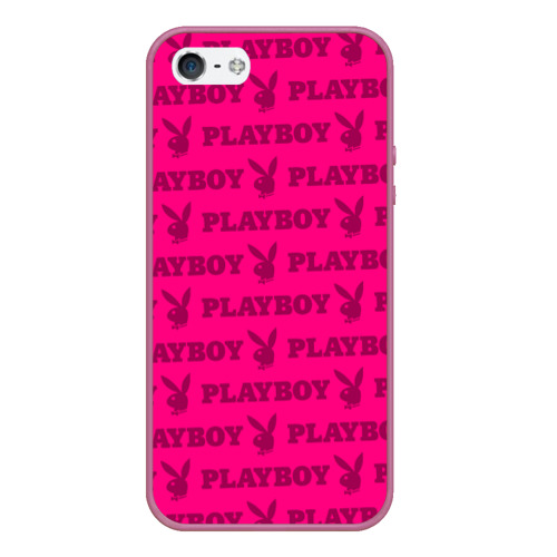 Чехол для iPhone 5/5S матовый Playboy Плейбой, цвет розовый