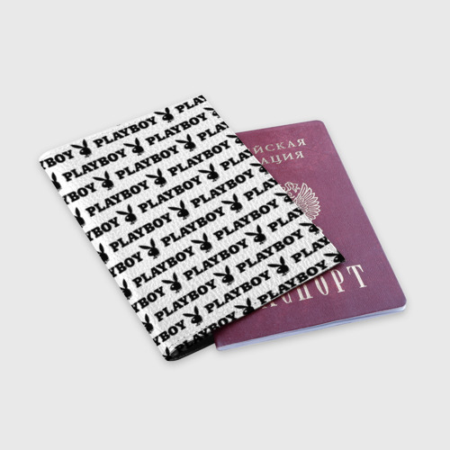 Обложка для паспорта матовая кожа Playboy Плейбой, цвет черный - фото 3
