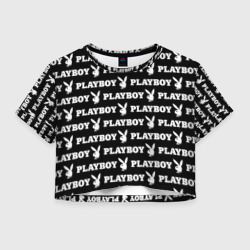 Женская футболка Crop-top 3D Playboy pattern Плейбой паттерн