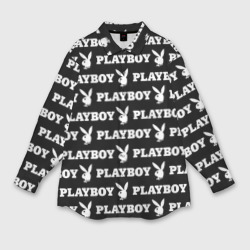 Мужская рубашка oversize 3D Playboy pattern Плейбой паттерн