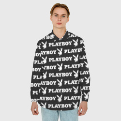 Мужская рубашка oversize 3D Playboy pattern Плейбой паттерн - фото 2