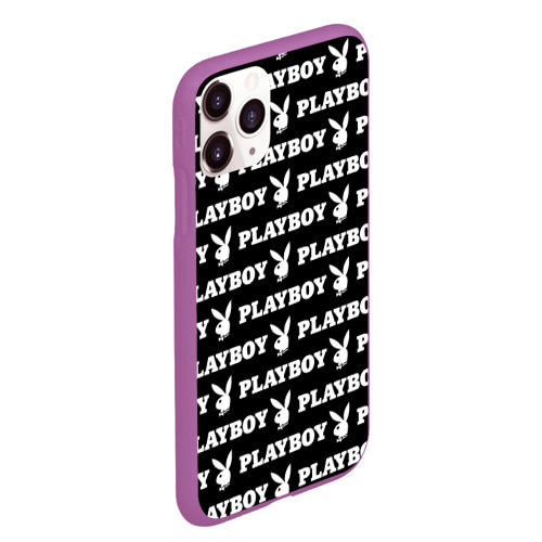 Чехол для iPhone 11 Pro Max матовый Playboy pattern Плейбой паттерн, цвет фиолетовый - фото 3