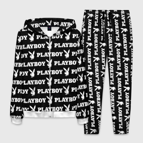 Мужской костюм 3D Playboy pattern Плейбой паттерн, цвет белый