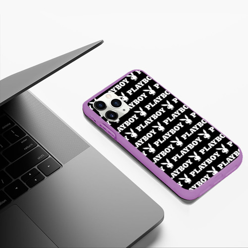 Чехол для iPhone 11 Pro Max матовый Playboy pattern Плейбой паттерн, цвет фиолетовый - фото 5
