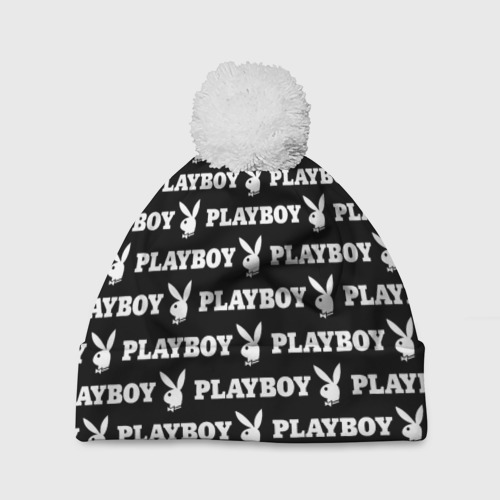 Шапка 3D c помпоном Playboy pattern Плейбой паттерн