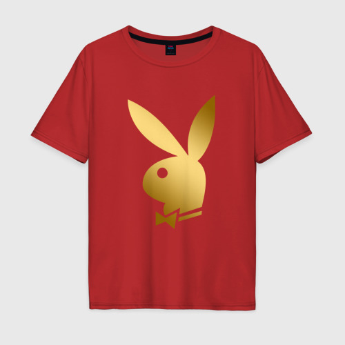 Мужская футболка хлопок Oversize Playboy gold золотой Плейбой, цвет красный