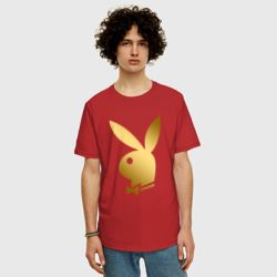 Мужская футболка хлопок Oversize Playboy gold золотой Плейбой - фото 2