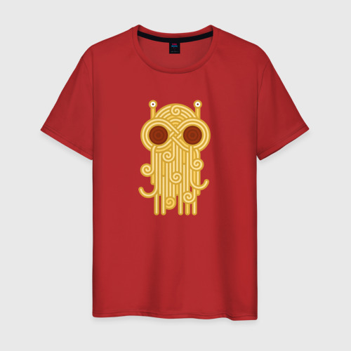 Мужская футболка хлопок с принтом The flying spaghetti monster, вид спереди #2