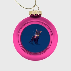 Ёлочный шар стеклянный/пластиковый Киса с телефоном