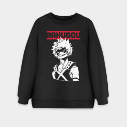 Женский свитшот oversize без начеса хлопок Моя Геройская Академия Bakugou