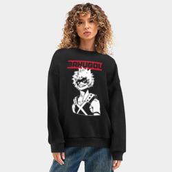 Женский свитшот oversize без начеса хлопок Моя Геройская Академия Bakugou - фото 2
