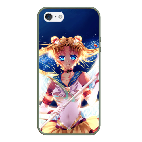 Чехол для iPhone 5/5S матовый Sailor moon, цвет темно-зеленый