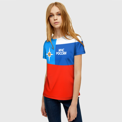Женская футболка 3D Флаг МЧС России, цвет 3D печать - фото 3
