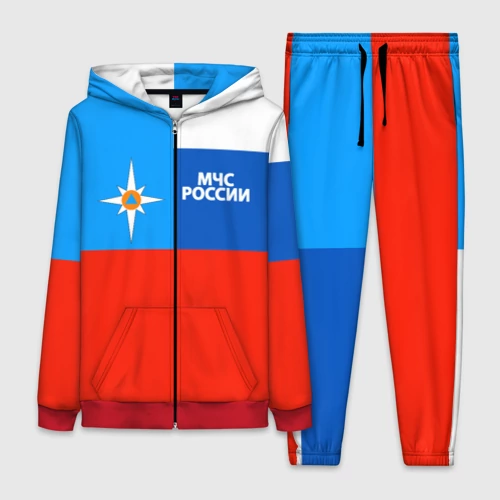 Женский костюм 3D с принтом Флаг МЧС России, вид спереди #2