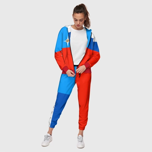 Женский костюм 3D с принтом Флаг МЧС России, фото на моделе #1