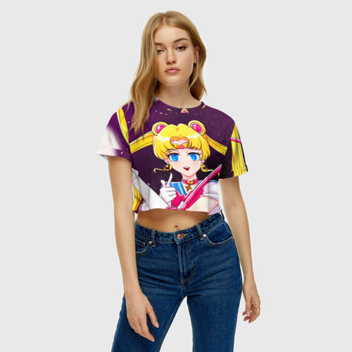 Женская футболка Crop-top 3D Sailor Moon, цвет 3D печать - фото 4