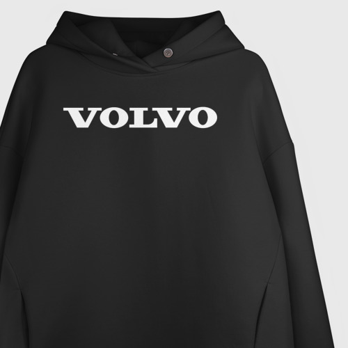 Женское худи Oversize хлопок с принтом Volvo Вольво, фото на моделе #1