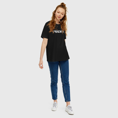 Женская футболка хлопок Oversize Volvo Вольво, цвет черный - фото 5