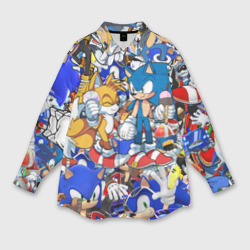 Мужская рубашка oversize 3D Sonic pattern Соник