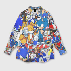 Женская рубашка oversize 3D Sonic pattern Соник