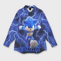 Женская рубашка oversize 3D Sonic