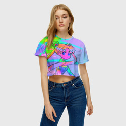 Женская футболка Crop-top 3D Цветная Мун - фото 2