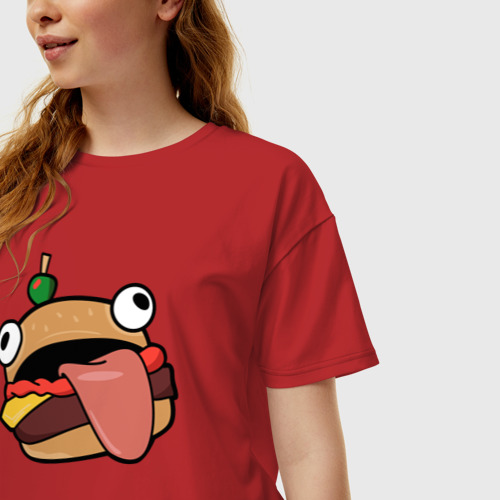 Женская футболка хлопок Oversize Fortnite Burger, цвет красный - фото 3