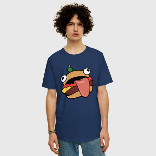 Мужская футболка хлопок Oversize Fortnite Burger, цвет темно-синий - фото 3