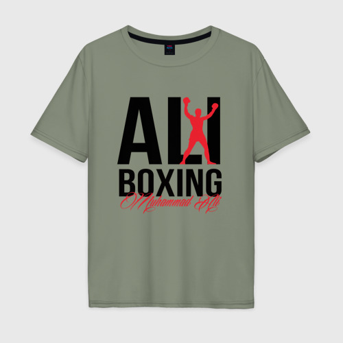 Мужская футболка хлопок Oversize с принтом Muhammad Ali boxing, вид спереди #2