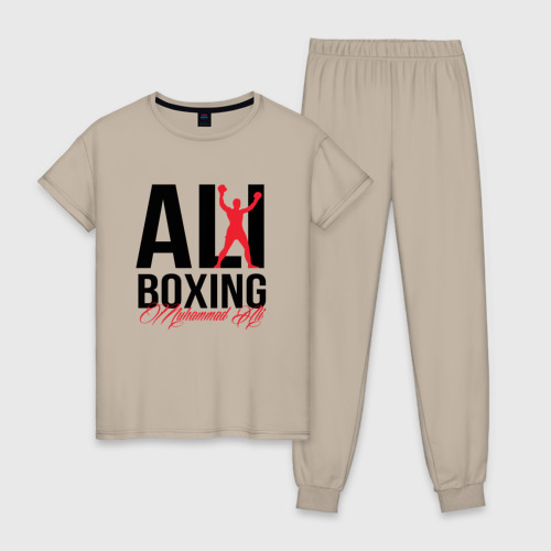 Женская пижама хлопок Muhammad Ali boxing , цвет миндальный