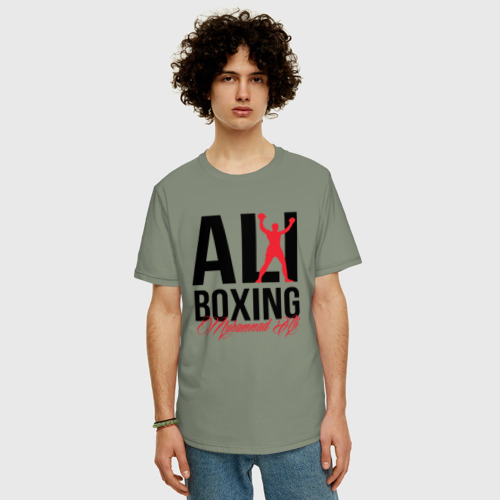 Мужская футболка хлопок Oversize с принтом Muhammad Ali boxing, фото на моделе #1
