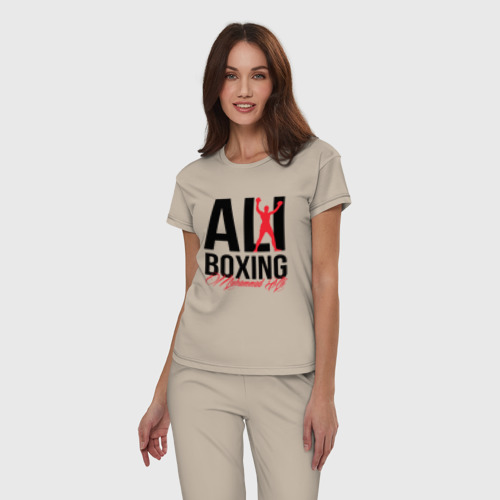 Женская пижама хлопок Muhammad Ali boxing , цвет миндальный - фото 3