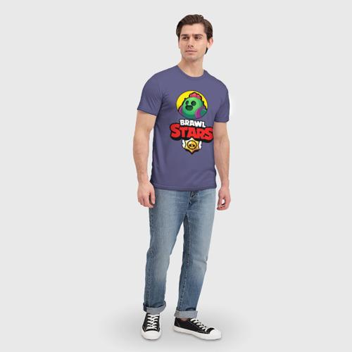 Мужская футболка 3D с принтом Бравл Старс Спайк, вид сбоку #3