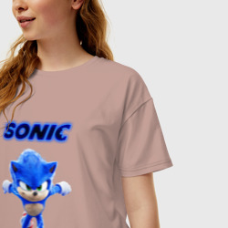 Женская футболка хлопок Oversize Sonic - фото 2