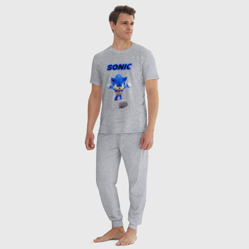 Мужская пижама хлопок с принтом SONIC, вид сбоку #3