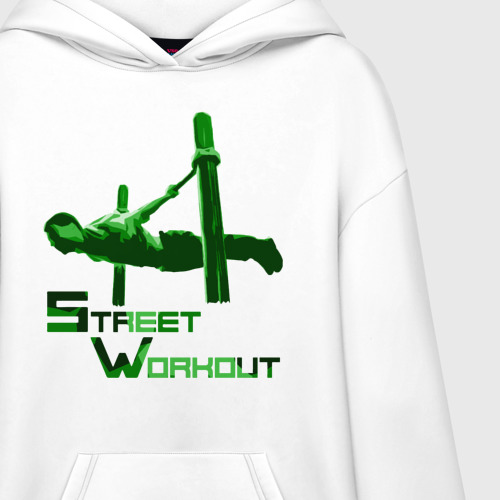 Худи SuperOversize хлопок Street Workout Ласточка, цвет белый - фото 3