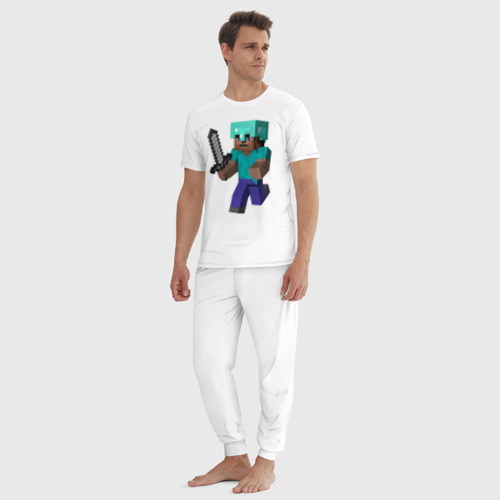 Мужская пижама хлопок Майнкрафт, цвет белый - фото 5