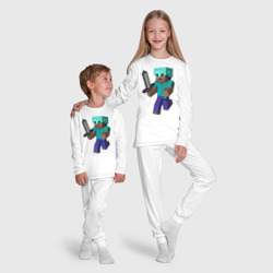 Пижама с принтом Майнкрафт для ребенка, вид на модели спереди №5. Цвет основы: белый