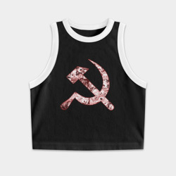 Женская укороченная майка-топ хлопок Аниме серп и молот