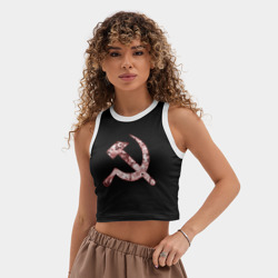 Женская укороченная майка-топ хлопок Аниме серп и молот - фото 2