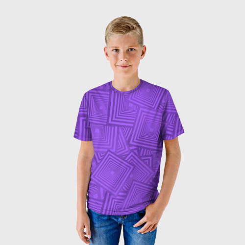 Детская футболка 3D Квадраты в квадратах, цвет 3D печать - фото 3
