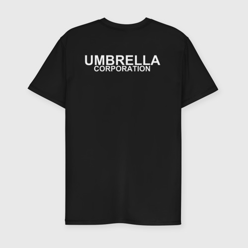 Мужская футболка хлопок Slim с принтом Umbrella Corp на спине, вид сзади #1