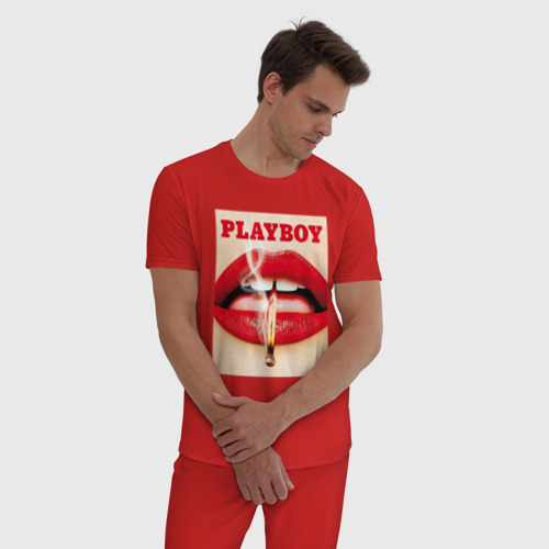 Мужская пижама хлопок с принтом PLAYBOY, фото на моделе #1