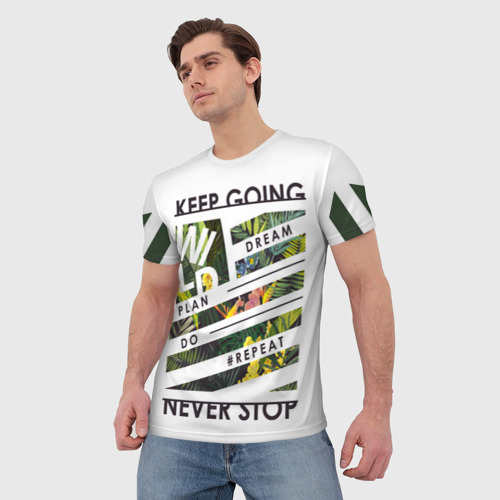 Мужская футболка 3D с принтом Keep going dream, фото на моделе #1