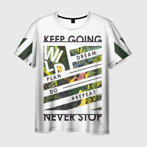 Мужская футболка 3D с принтом Keep going dream, вид спереди #2