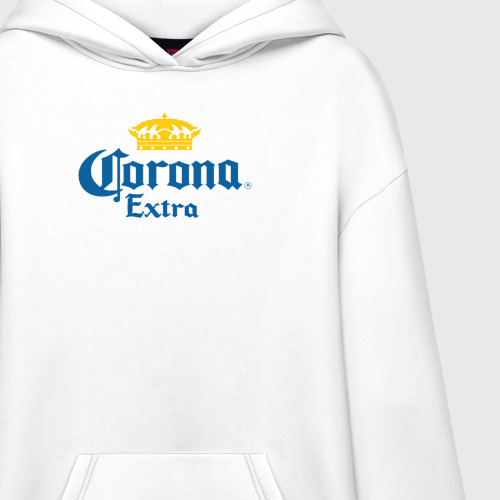 Худи SuperOversize хлопок Corona Extra Коронавирус, цвет белый - фото 3