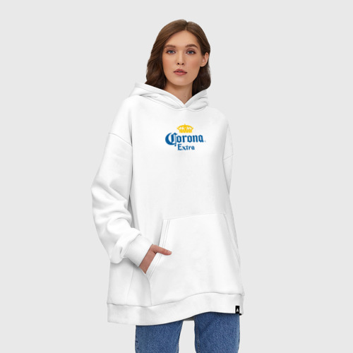 Худи SuperOversize хлопок Corona Extra Коронавирус, цвет белый - фото 4