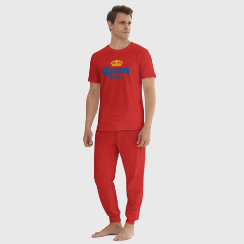 Мужская пижама хлопок Corona Extra Коронавирус, цвет красный - фото 5