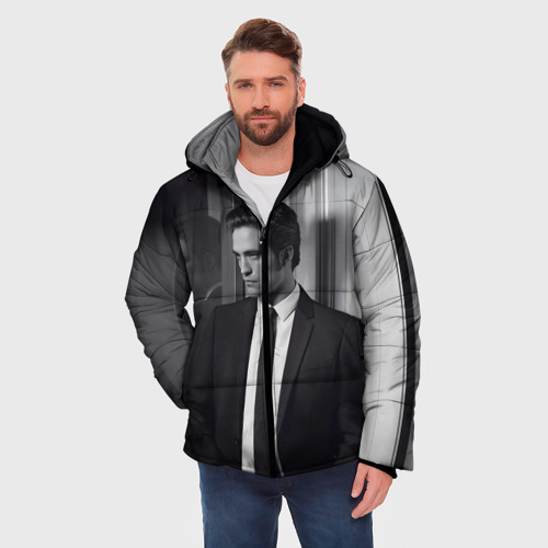 Мужская зимняя куртка 3D Роберт Паттинсон, цвет светло-серый - фото 3